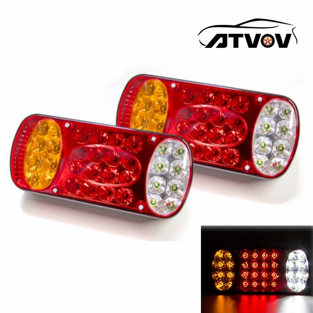 

ATVOV 2Pcs 12V 32 LED Car Truck Tail Light Rear Stop Brake Light Signal Lamp Indicator Waterproof Trailer Truck Lorry Caravans