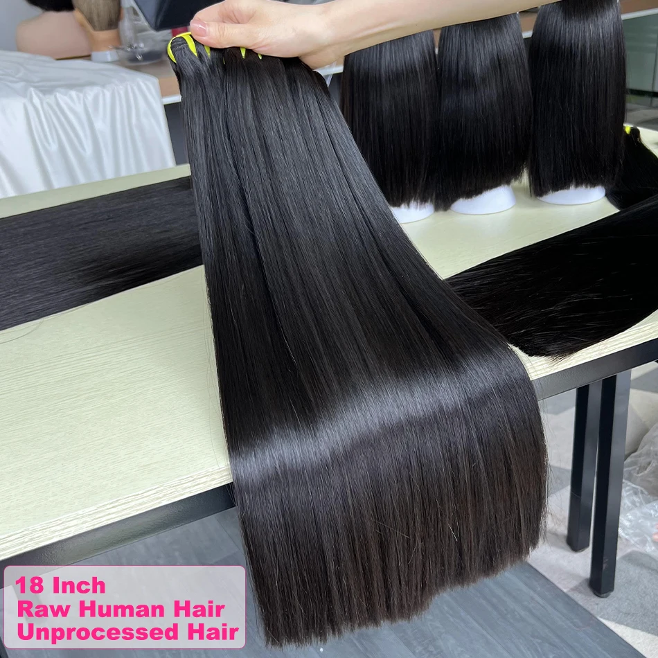 Bone Straight 100% Raw Human Hair Bundles Vietnamese Double Drawn Unprocessed Hair Weave Extensions Tissage For Women image 4