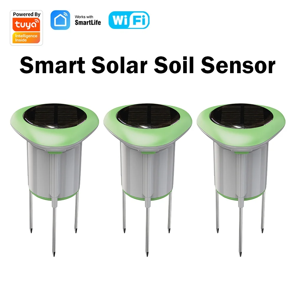 MANHOT WiFi Solar Powered Soil Sensor IP66 Waterproof Soil Temperature Humidity APP Smart Irrigation Works with Tuya Smart Life