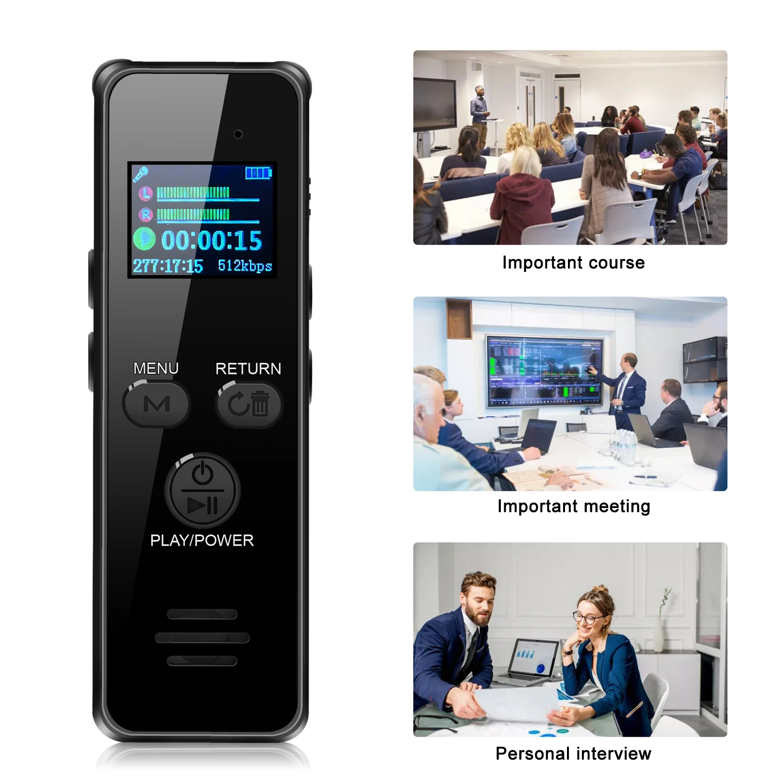 V59 32GB Digital Voice Recorder for Lectures Meetings Voice Activated Recording Device Dictaphone with WAV,MP3 Player