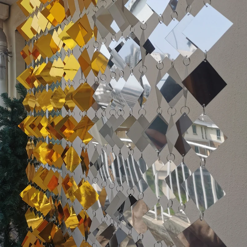 Golden silver diamond square sequins wedding background decoration holiday party birthday banquet hotel stage decoration