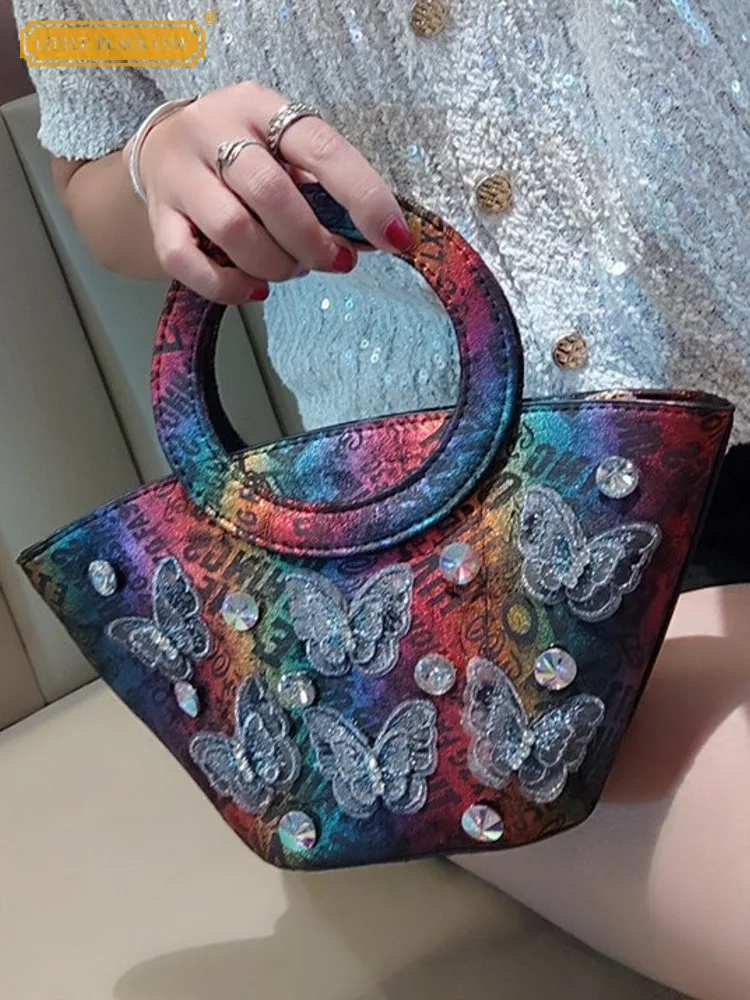 

Новая модная офисная женская сумка на молнии с бриллиантами из коровьей спилки, дизайнерская элегантная женская сумка через плечо с цепочкой и подмышками