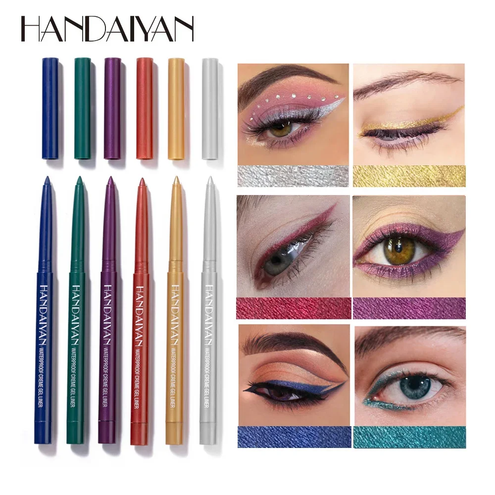 HANDAIYAN-Glitter Brilho Delineador Gel Lápis, colorido, duradouro, Shimmer Maquiagem, Matte Colorido Eye Liner, Creme Pen, Ferramenta Cosmética