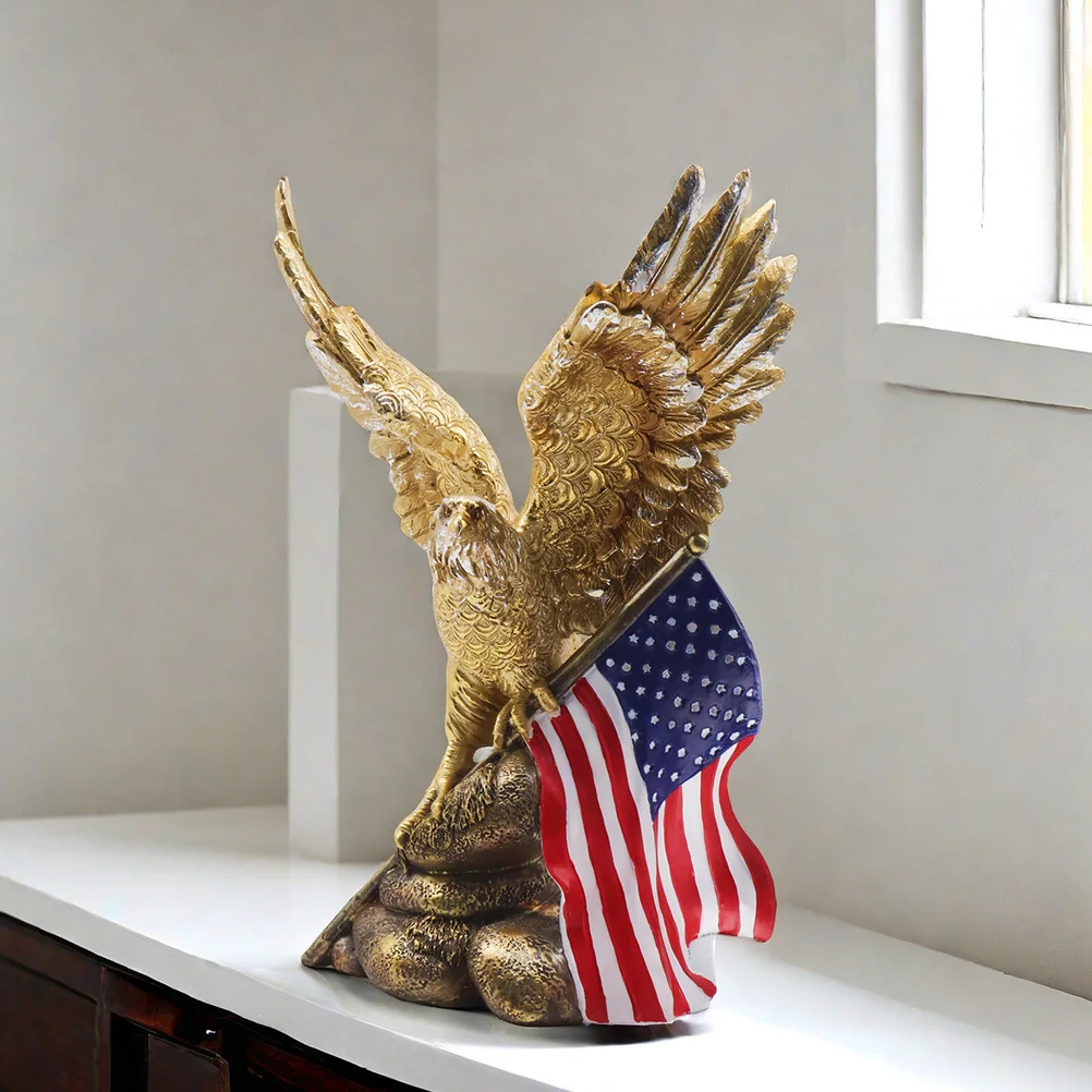 

American Flag Resin Eagle Statue Detailed Desktop Adornment Office Table Lawn Garden Decoration Eagle Statue Resin Figurines