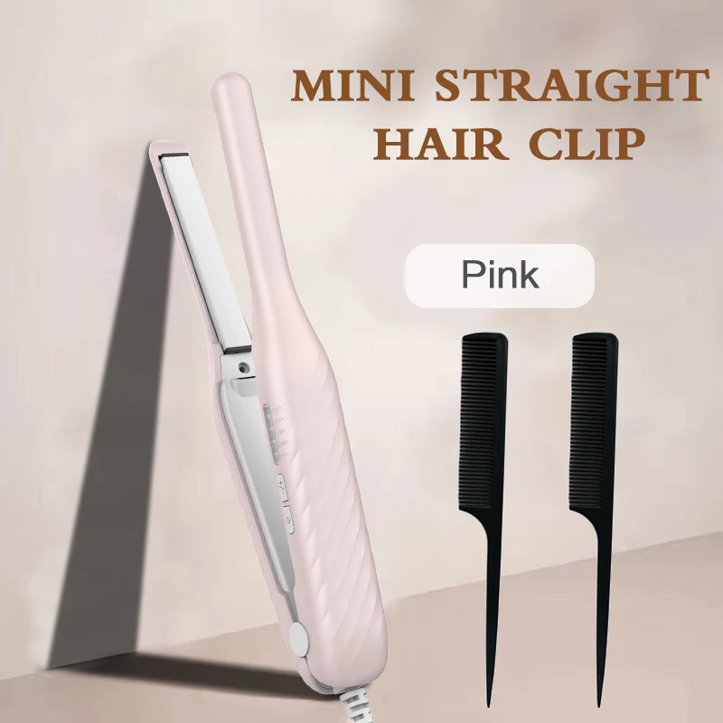 2-in-1 Mini Hair Straightener Curler, 5 Heat Level Control, Ceramic Heating Plate, Unisex Hair Styling Iron，Beard Straightening