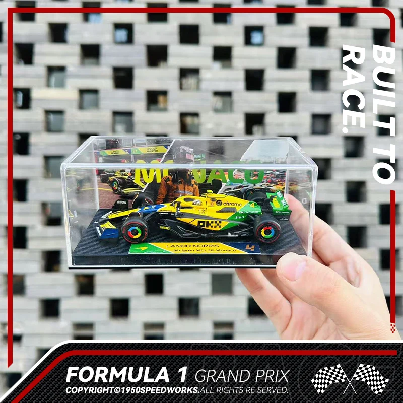 Simulação escala 1:43 mclaren f1 mcl38 modelo de carro de corrida com caixa de exibição coleção miniatura voitureiecast veículo de brinquedo menino homem