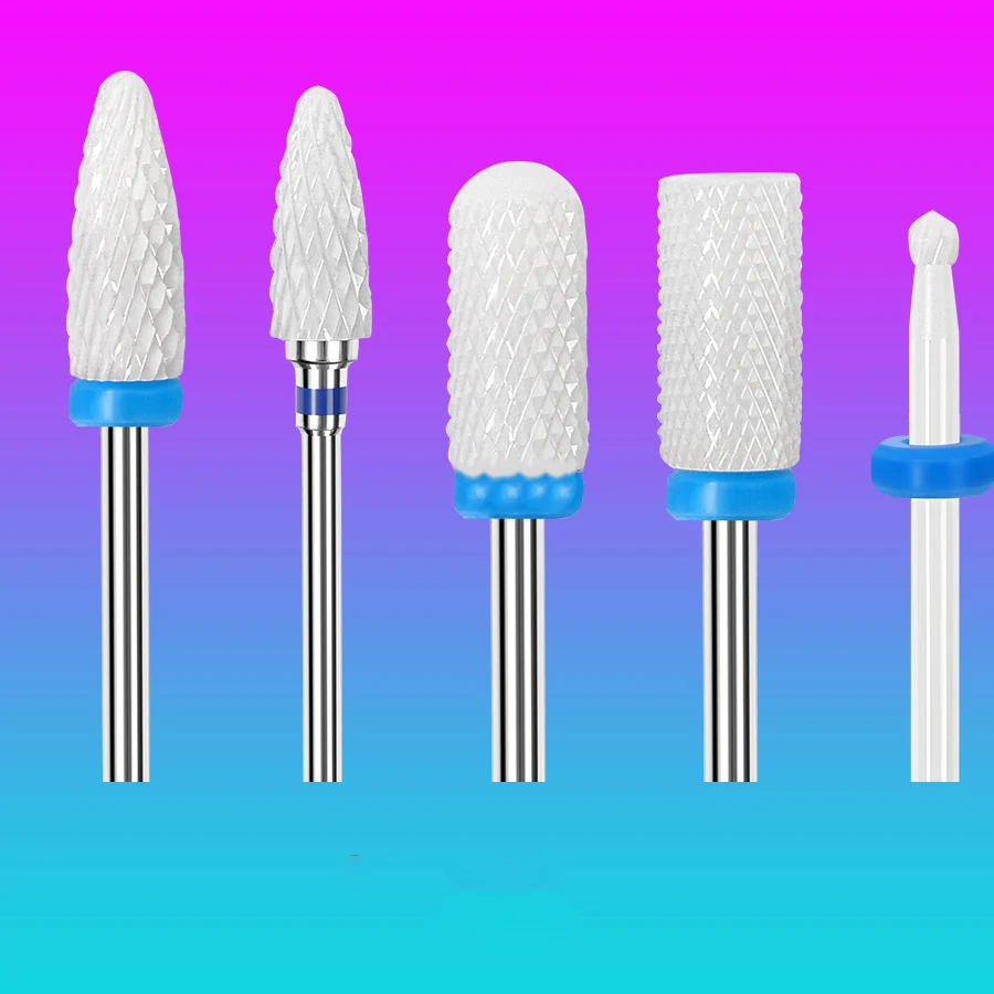 5PCS/Set Ceramic Carbide Tungsten Nail Drill Bits For Electric Drill Manicure Pedicure Tools Nail Drill Machine Accessories