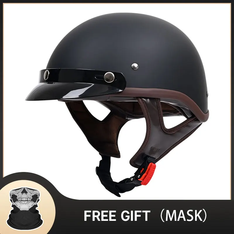 

Light Weight Matt Black Half Face Motorcycle Helmet DOT Approved Half Safety Cap for Motorbike Cruiser Chopper