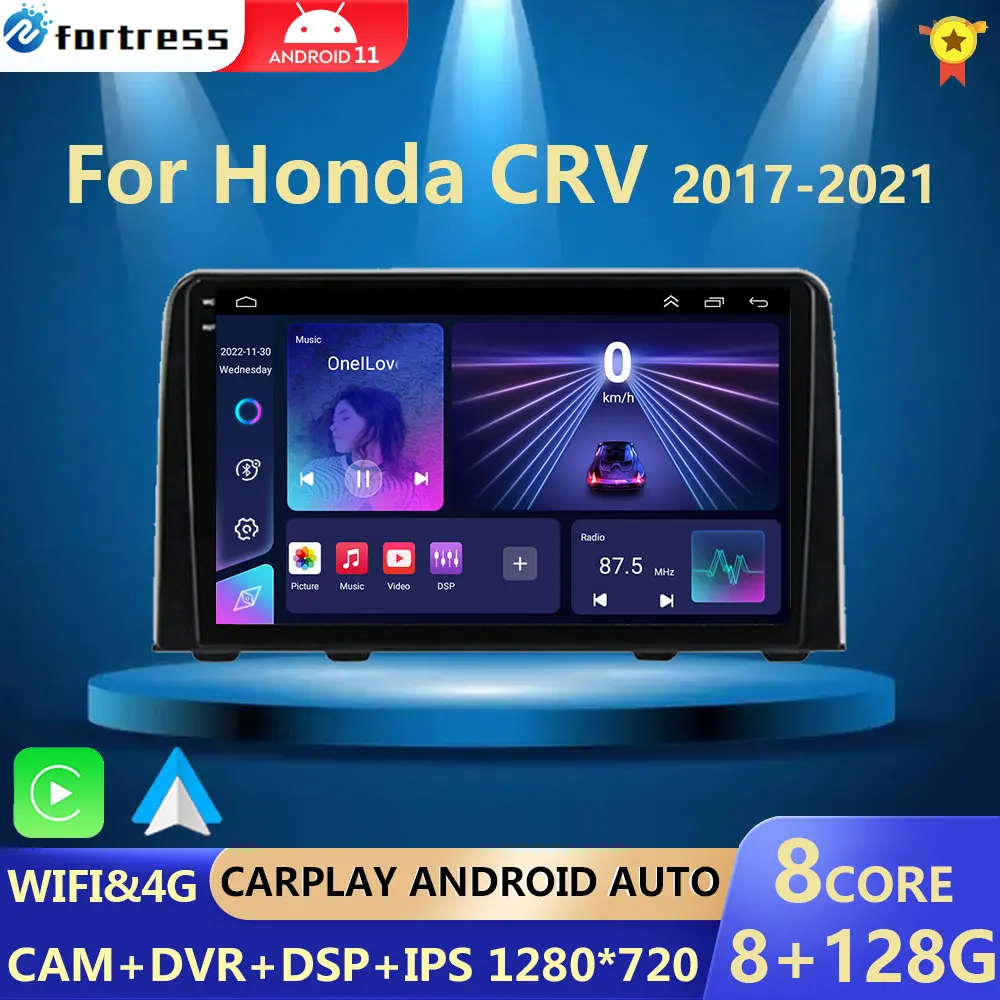 

Автомагнитола на Android 12 для Honda CRV 2016 2017 2018 2019 2020 2021 мультимедийный видеоплеер навигатор GPS Carplay QLED IPS экран