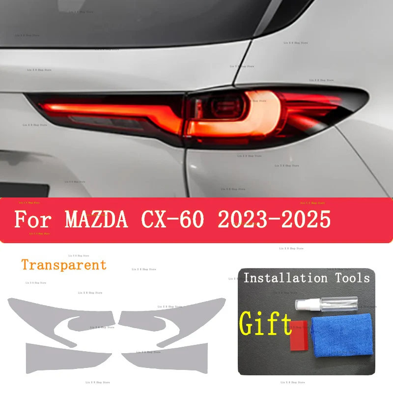 

Foe MAZDA CX-60 (2023-2025 )Rear Headlamp Car Styling Sticker Headlamps TPU Smoked Black taillight Protector Film accessories