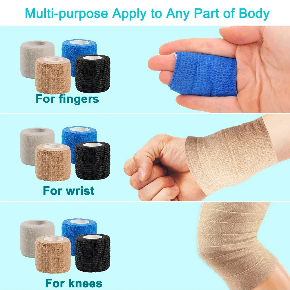 Self Adhesive Elastic Bandage Sports Tattoo Breathable Cohesive Kinesiology Tape Wrap Elastoplast for Injury Finger Wrist Ankle