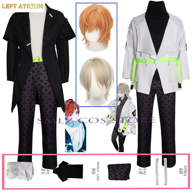 

Correlation ES Shinonome Akito Cosplay Aira Shiratori‌‌ Costume Man Black White Uniform Halloween Party PJSK Role Play Outfit