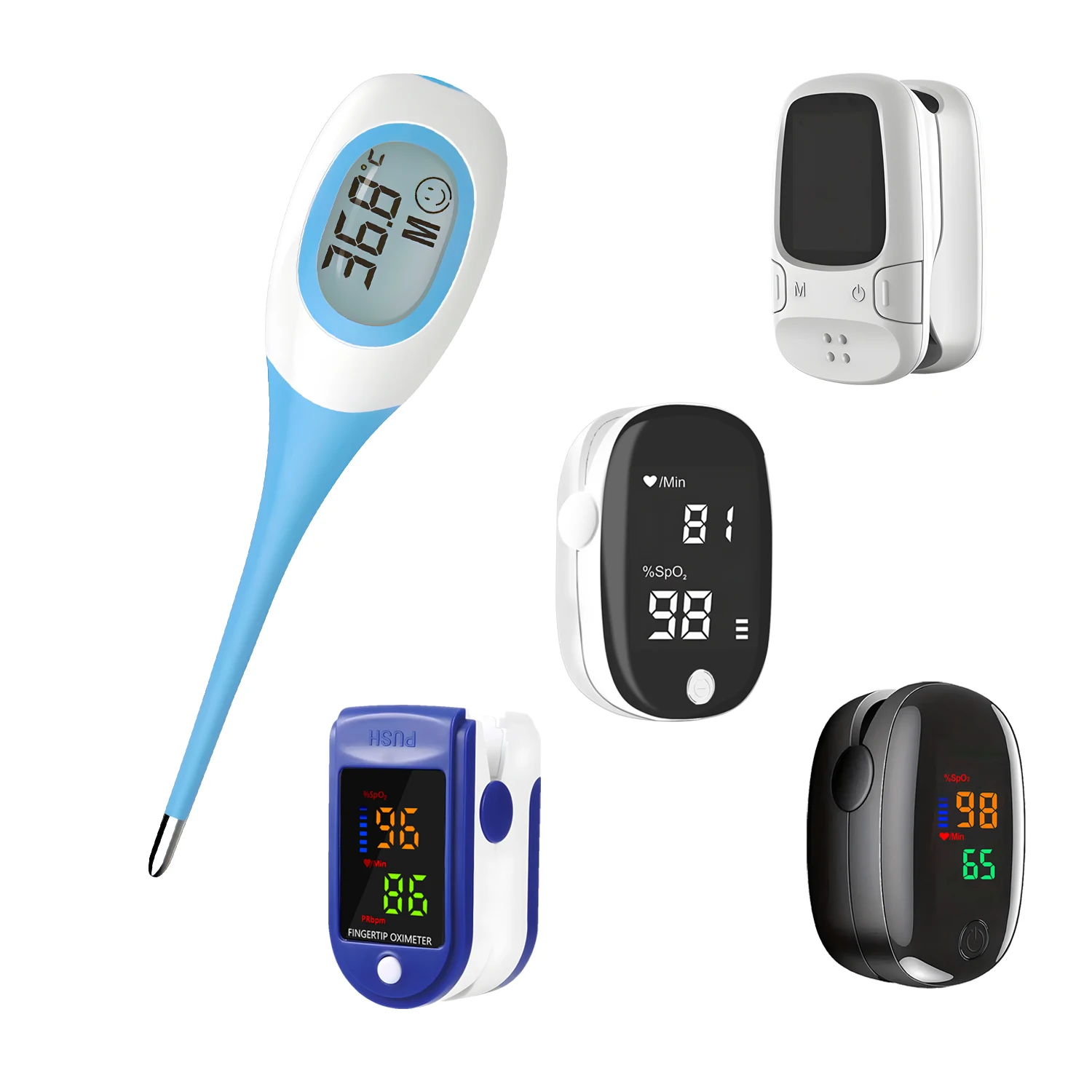 Electronic Thermometer Fast Measurement for Adults Children Head Oral Cavity Armpit ℉/℃ Thermometer/Mini Fingertip Oximeter