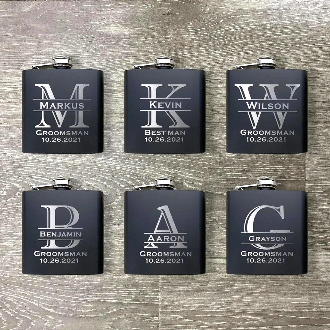 Personalized Hip Flask with Gift Box, Custom Groomsmen Gift, Best Man Groom Gift, Wedding Favor, Customized Logo, 6oz