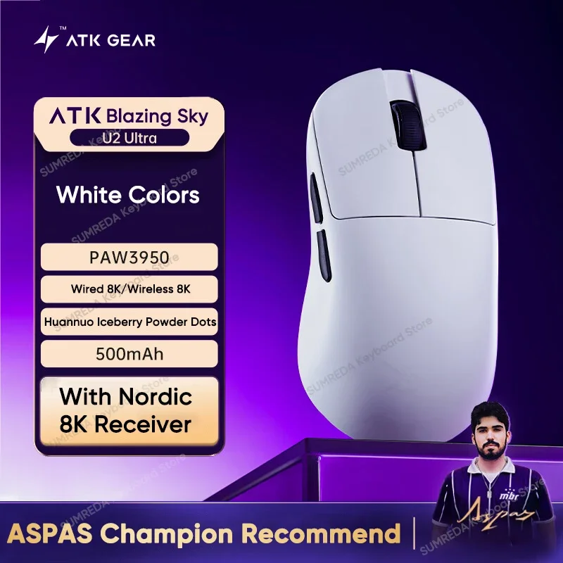 

НОВАЯ беспроводная игровая мышь ATK BlazingSky U2, 3 режима PAW 3950, ультра двойная, 8 КБ, 44 г, легкая мышь для киберспорта, аксессуар для ПК на заказ