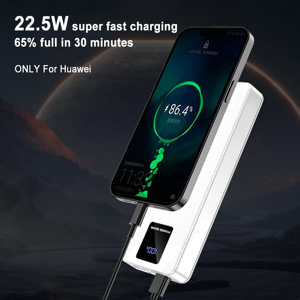 6*18650 Portable Power Bank Case USB Battery Storage Box For Phone Charging PD22.5W Quick Charger DIY Battery Shell With Cables