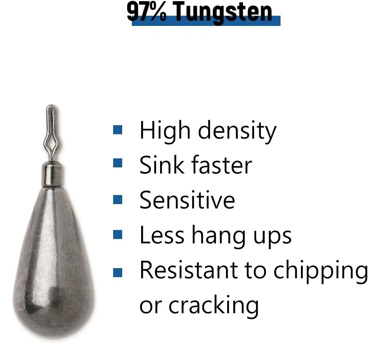 5 Pack 97% Tungsten Teardrop Drop Shot Weights,Tungsten Drop Shot Fishing Sinkers Kit for Drop Shot Rig,Teardrop Cylinder Style