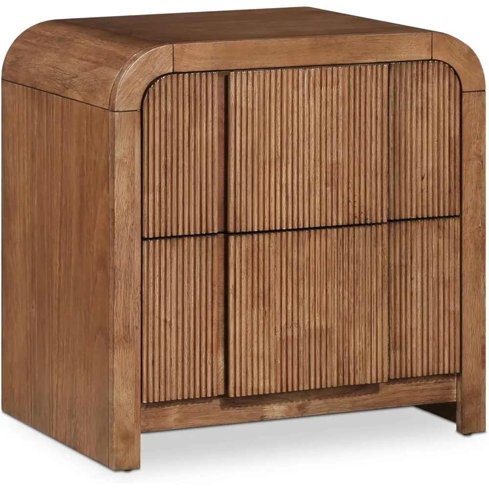 

art deco style walnut nightstand with fluted drawers and arched design, 26 inches
