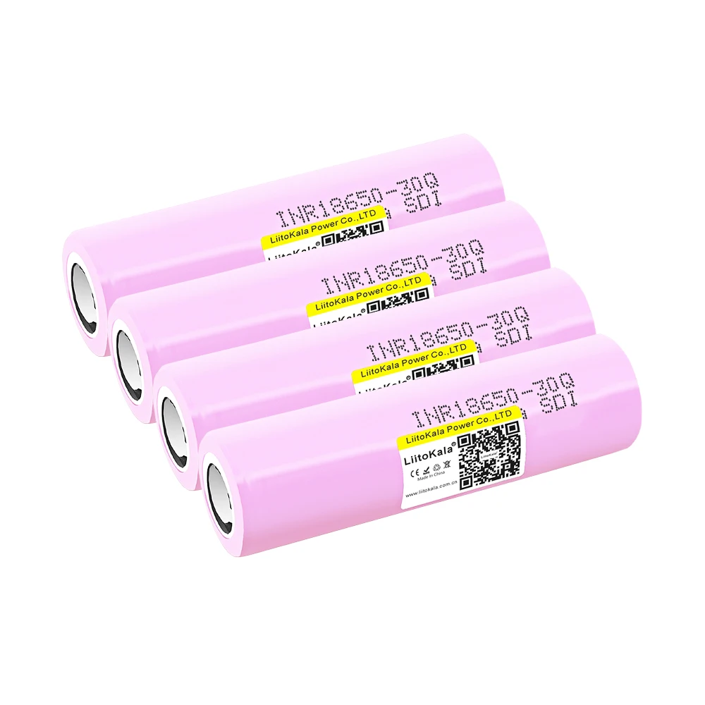 4 قطعة Liitokala 30Q 18650 3000mah عالية الطاقة التفريغ بطارية قابلة للشحن قوة عالية التفريغ ، 30A تيار كبير