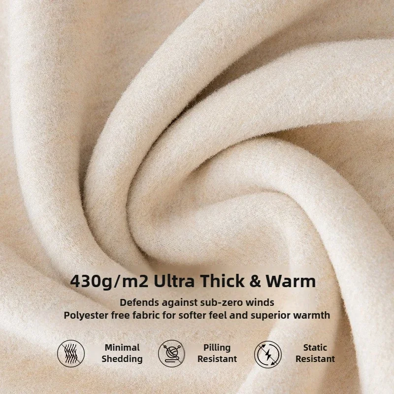 بنطال حراري من مزيج الصوف الحريري للرجال سميك للغاية 430 جم/م2 مبطن بالصوف طبقة قاعدة شتوية عميقة للبرد الشديد #2