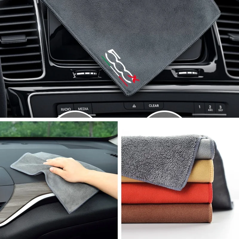 Double Layer Car Wash Drying Cloth Italian Flag Emblem Towel Fit Fiat 500X Punto Viaggio 124 Esseesse 500L 500C