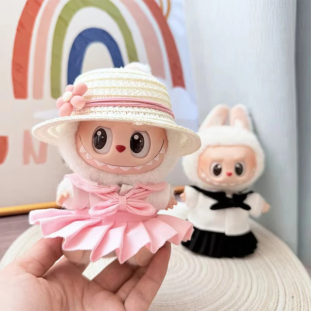 Labubu Doll Clothing Accessories Cute Small Flowers Leaky Ears Straw Hat Labubu I II Idol Doll Accessories DIY Gifts
