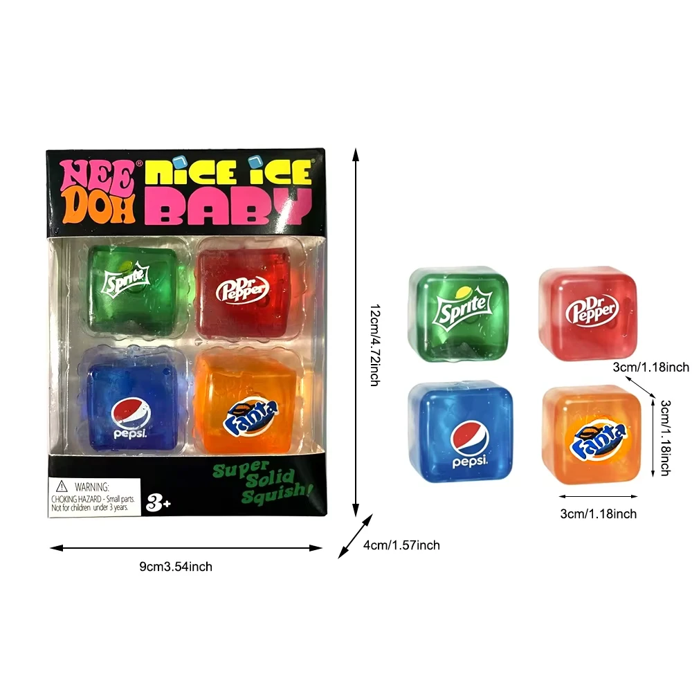 Needoh Nice Ice Cube Fidget Toys Slow Rebound Squishy Toys Stress Reliever Mini 4 Pack Set Anxiety Focus Sensory Cube  Gifts New - view 6