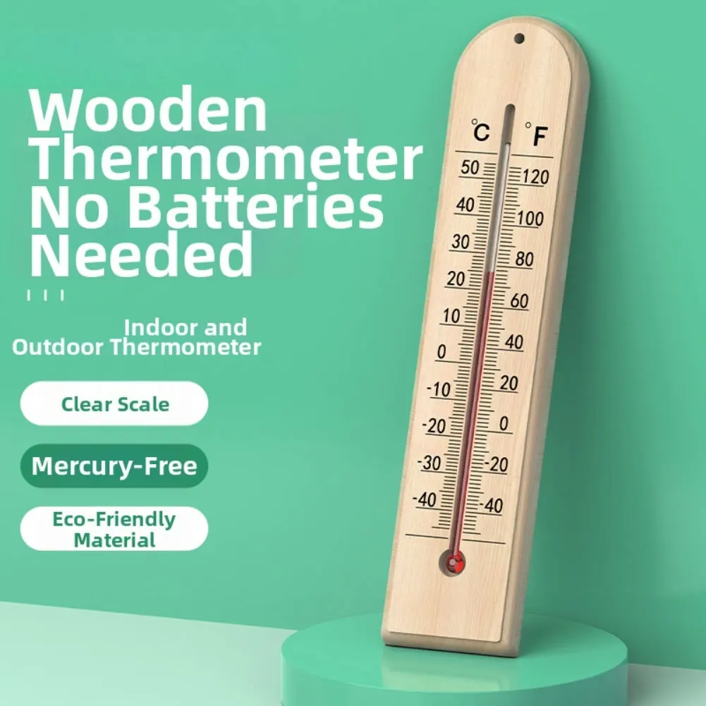 1pc Wooden Thermometer Indoor Outdoor Thermometer Weatherproof Wood For Garden Patio Greenhouse Deck Barn Temperature Monitoring