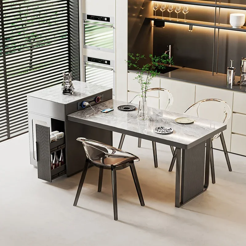 Dining Room Furniture Sintered Stone Table Kitchen Island Extendable Tabletop Storage Cabinet Integrated Design Dining Tables