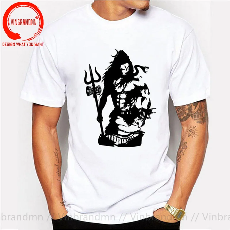 Lord Shiva Art Angry Trishul T-Shirt for Men Hindu Ganesha God India Lingam Funny Tee Shirt O Neck T Shirt Men Plus Size Clothes