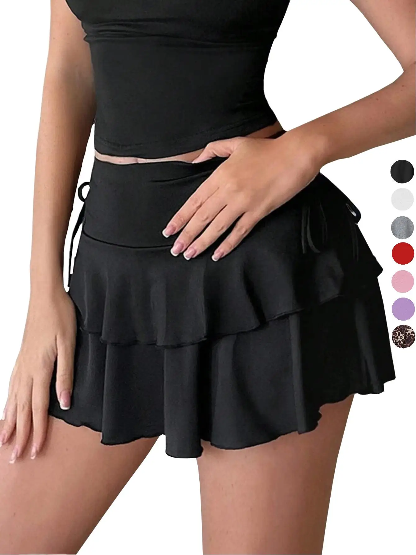 กระโปรงสีพื้นใหม่สำหรับผู้หญิง แฟชั่นฤดูร้อน สวมใส่ได้หลากหลาย ทรงเอวสูง กระชับรูปร่าง เอวยางยืด กระโปรงสั้น มีสินค้าพร้อมส่ง