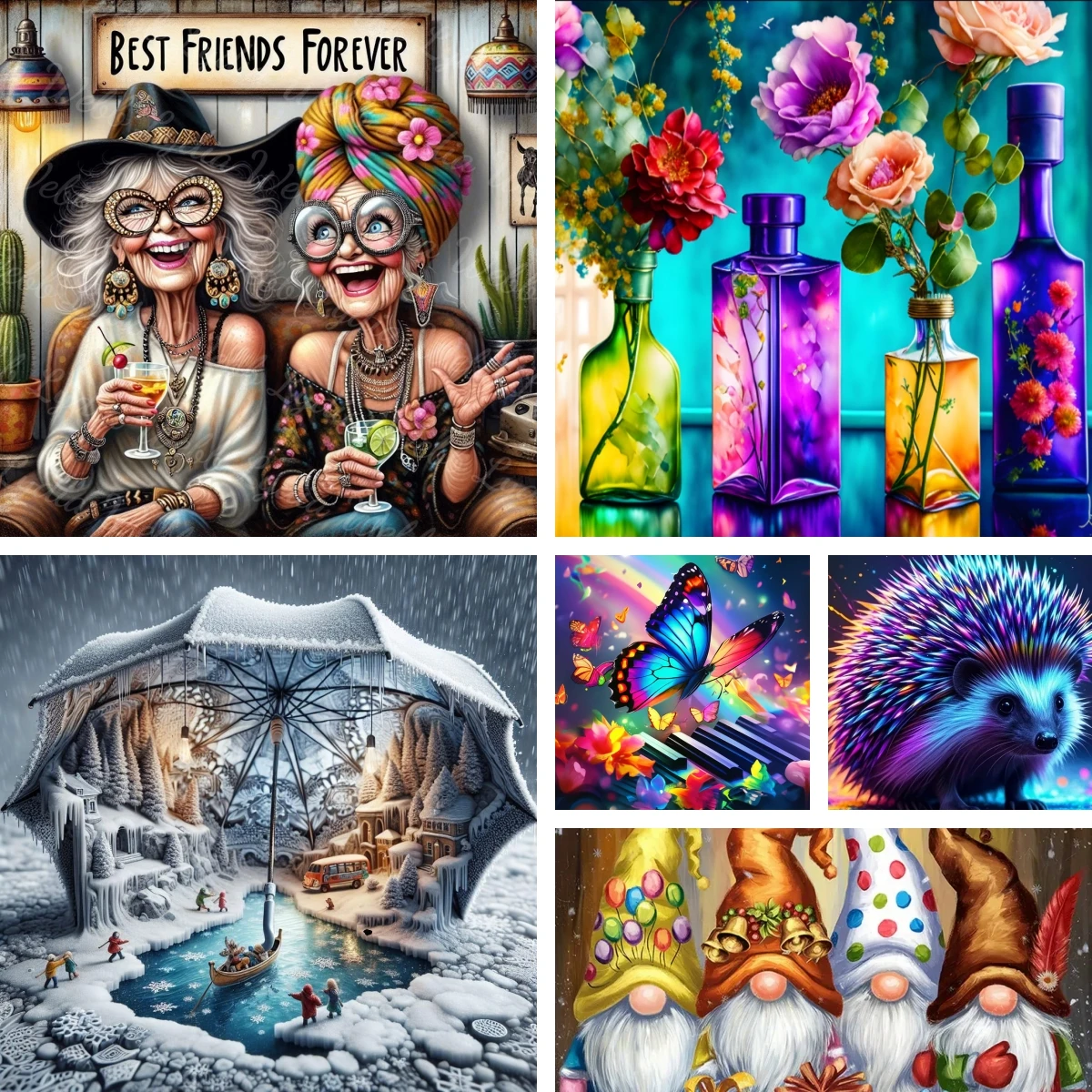 

Наборы для алмазной вышивки: «Лучшие друзья навсегда», поделки, декор для дома, зимняя картина, мозаика, вышивка крестом, гномы, подарок