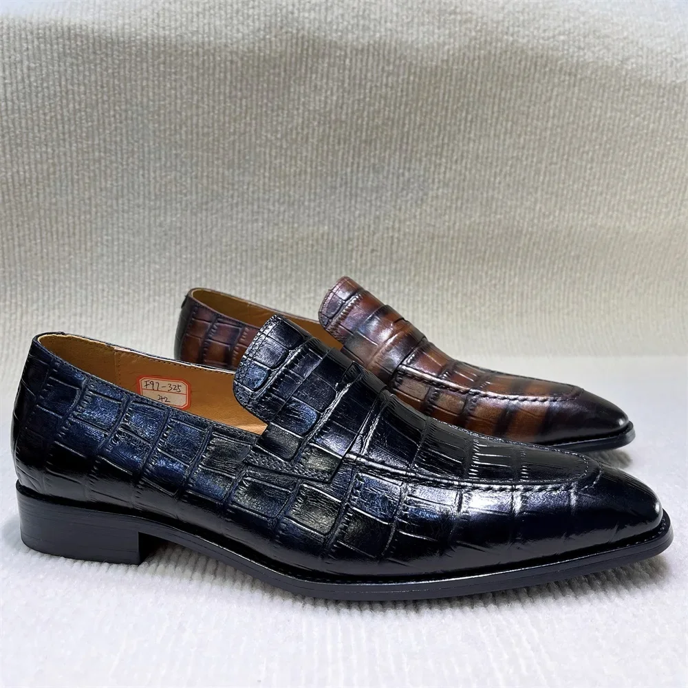Italian Breathable Men\'s Pointed Loafers Slip-on Casual Shoes for Wedding Business Office Prom Formal Wear