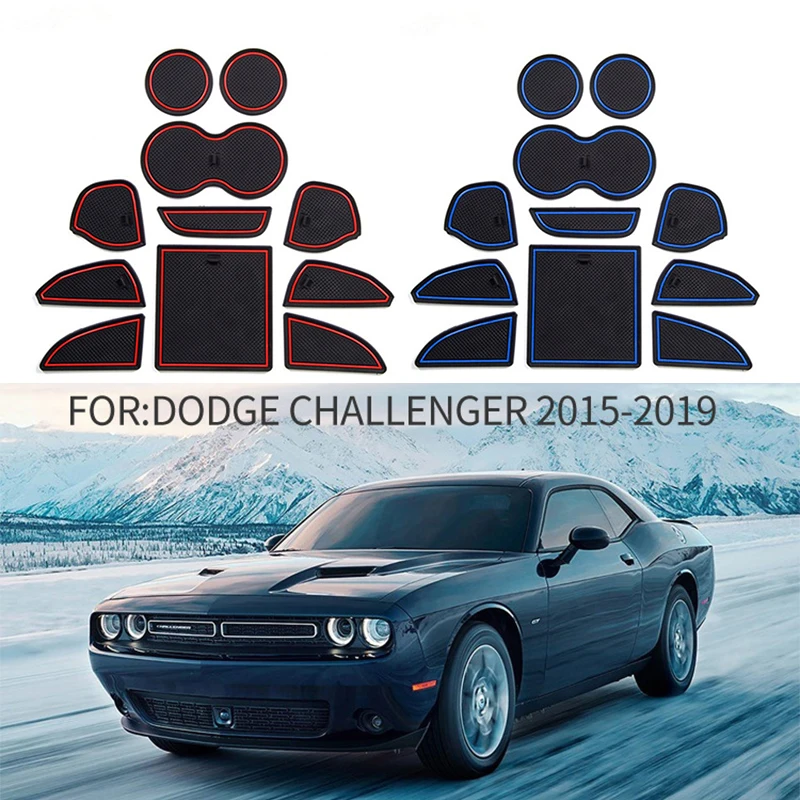 For Dodge CHALLENGER North American Version Exclusive Interior Anti Slip Mat Door Slot Mat Water Cup Storage Mat Car Accessories