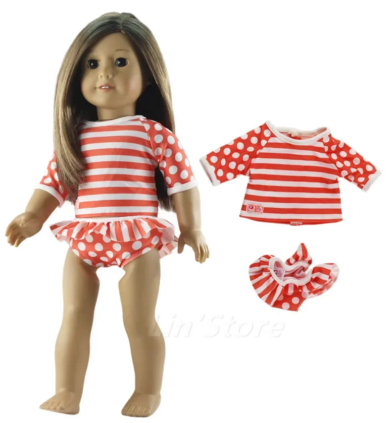 1 Set Doll Clothes Swimming Suit Top+pants for 18 inch American Doll Many Style for Choice