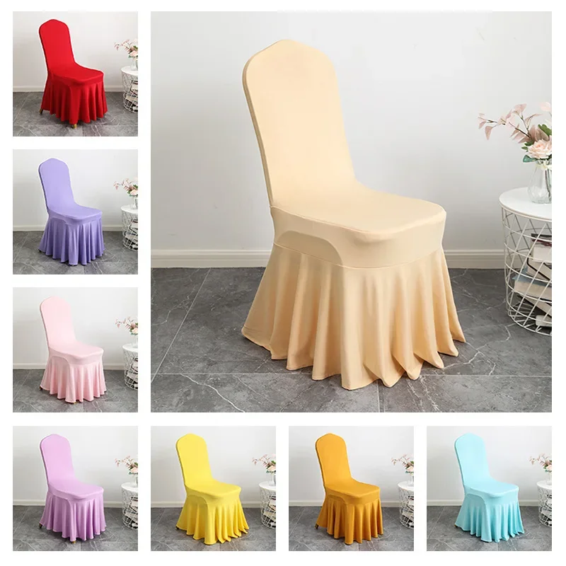 Solid Wedding Chair Covers Spandex Stretch Slipcover for Restaurant Banquet Activity Hotel Dining Party Universal Chair Skirt