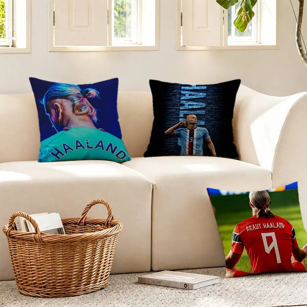 2026 E-Erling H-Haaland Football 9 Pillow Case Pattern Printed Pillowcase For Living Room Sofa Cushion Cover