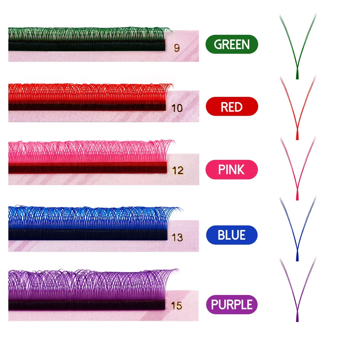 ARISON Colorful Y-Shape Eyelashes Extension Green Pink Blue Purple Mixed YY Lashes Brazilian Cilios y Premade Volume Fans Lash