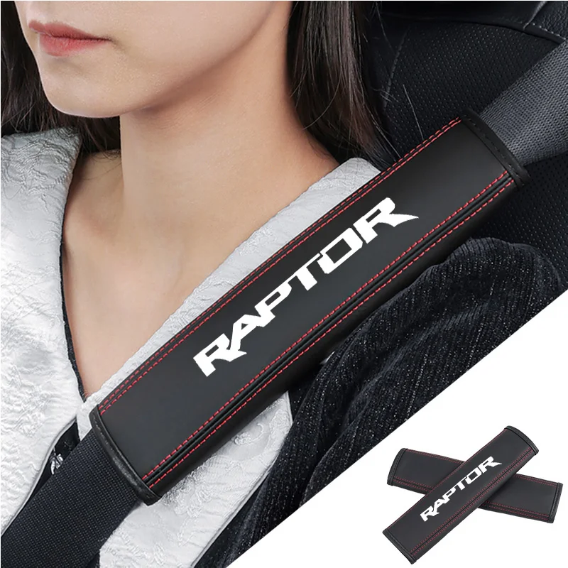 

2pcs Car seat belt Nappa leather Shoulder Protector Safety Belt For Ford Raptor F150 2019 2020 2021 2022 2023 car accessories