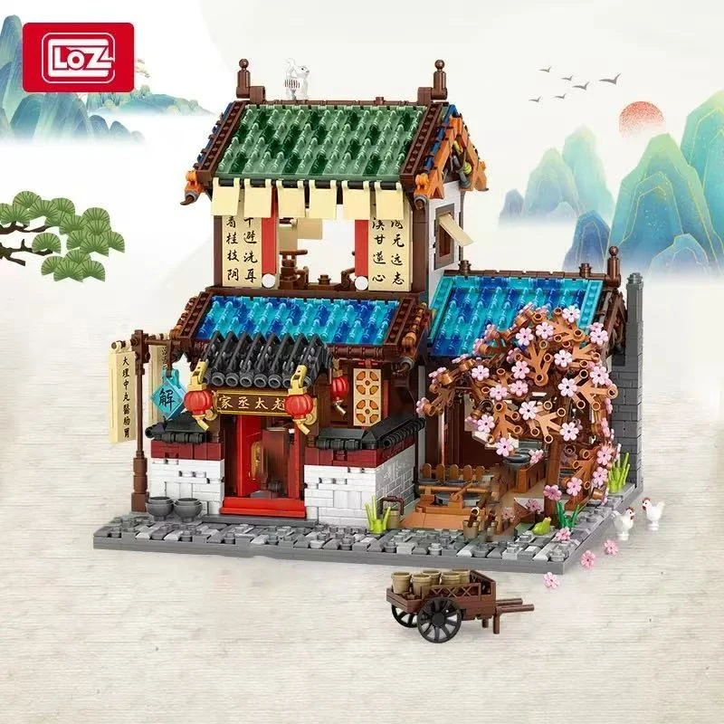 LOZ architectural model street scene educational toys, realistic creative house building blocks toys, children's holiday gifts