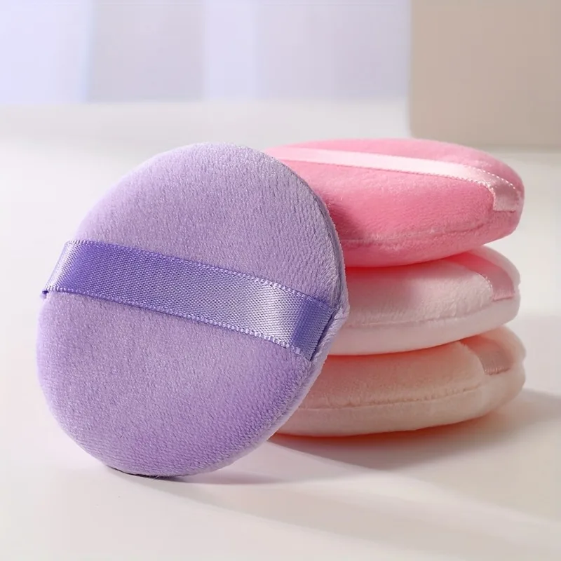 4pcs Flawless Makeup Application with Soft Velvet Powder Puffs - Ideal for BB Cream, Liquid Cream, and Loose Powder