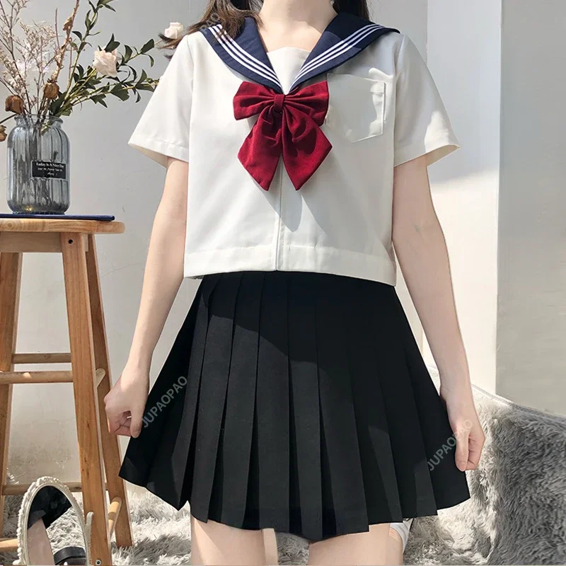 Black Cute Style High School Girl Uniform Ins Navy Sailor Uniform Student Uniform Girl Anime Cosplay Sailor JK Navy Suit Youth