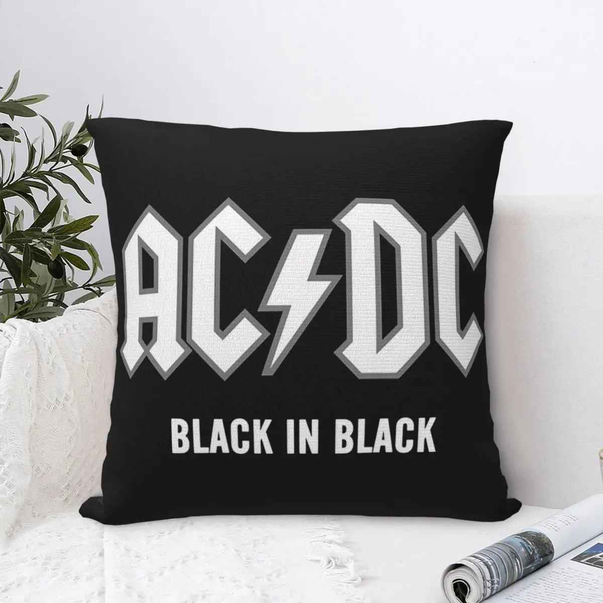 Black In Black AD Mental Rock Gift Pillowcase Polyester Cushion Cover Decorative Throw Pillow Case Cover Home Zipper 18'