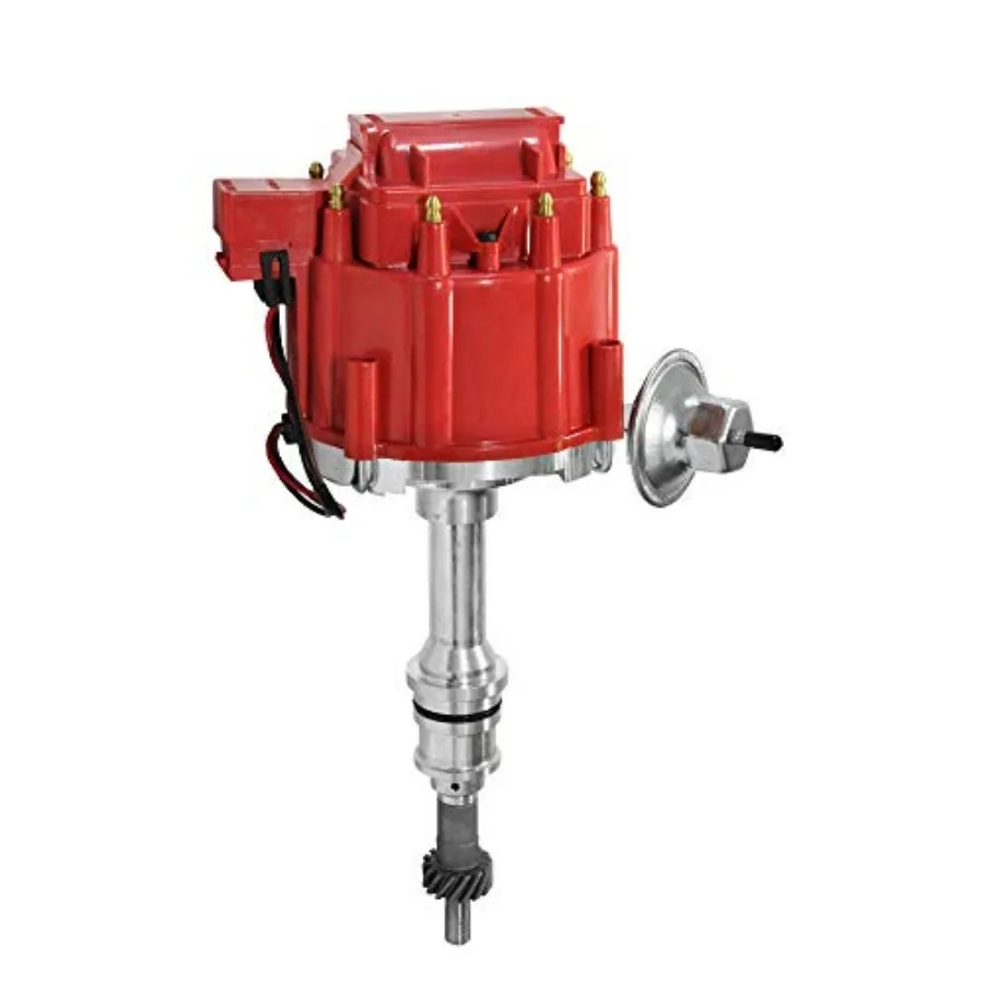 

HEI Distributor 65K Coil for Small Block Ford 260 289 302 5.0L with Red Cap Ignition Distributor One Wire Installation
