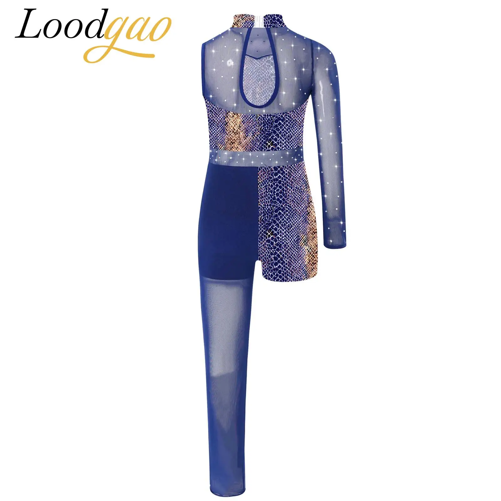 

Girls Figure Skating Costume Jumpsuit Dancewear Teens Rhythmic Gymnastics Bodysutis Children Mesh Ballet Dance Leotard Kids