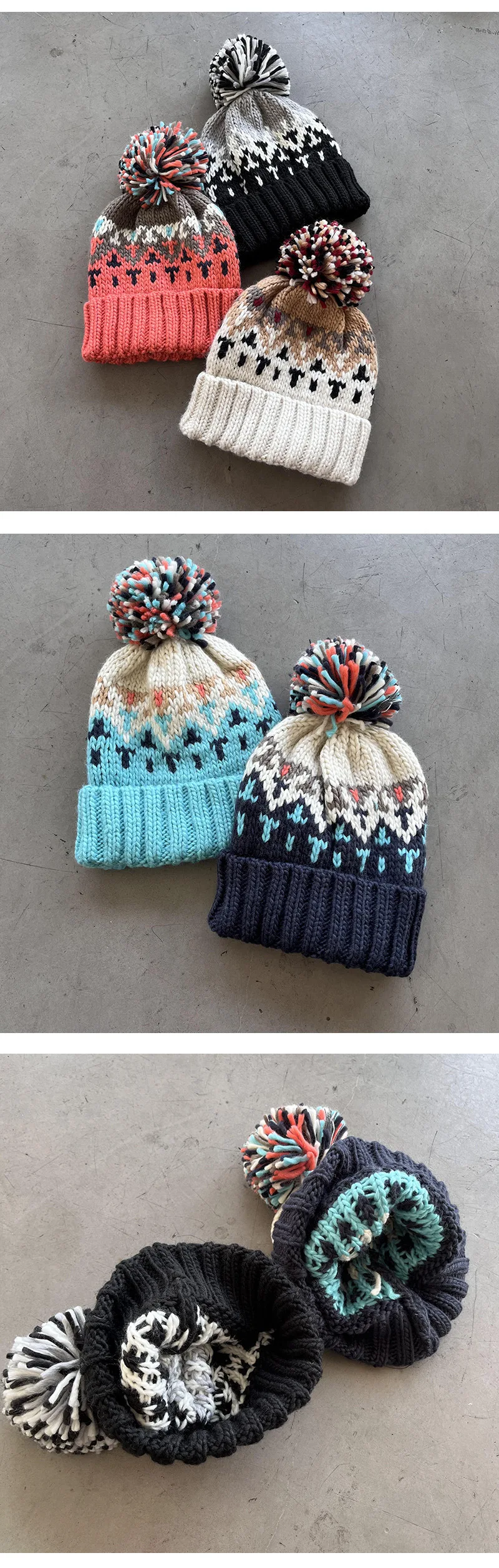 Niedliche Bommelmütze für Damen und Herren, dick, warm, gestrickt, Wolle, Wintermütze, Outdoor, warm, Plüsch, mit Fleece gefüttert, warme Mütze, Mützen, Mütze – Detail 2