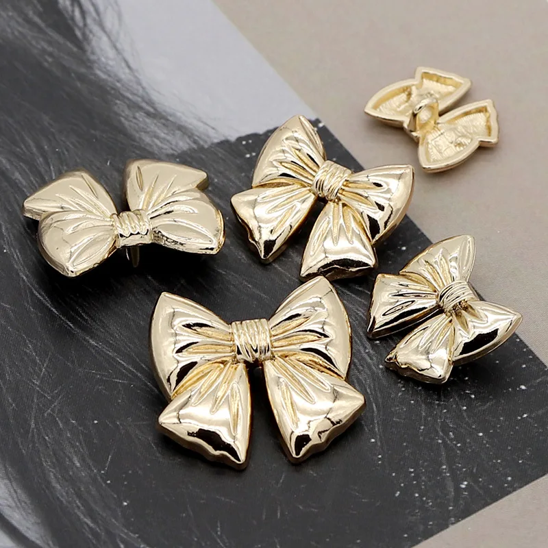 

10Pcs Metal Buttons with Butterfly Bow Design for Women's Knitwear Stylish 3D Metal Bow Buttons for Women's Shirts and Sweaters