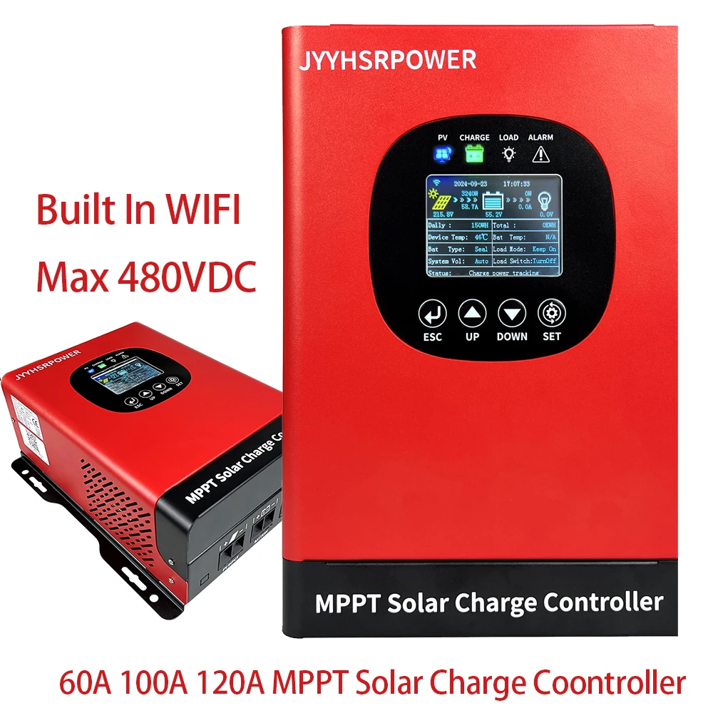 HXCONTROLLER 480VDC 24-192V MPPT Solar Charge Controller 60A 100A 120A Solar Battery PV Regulator With WIFI Monitor