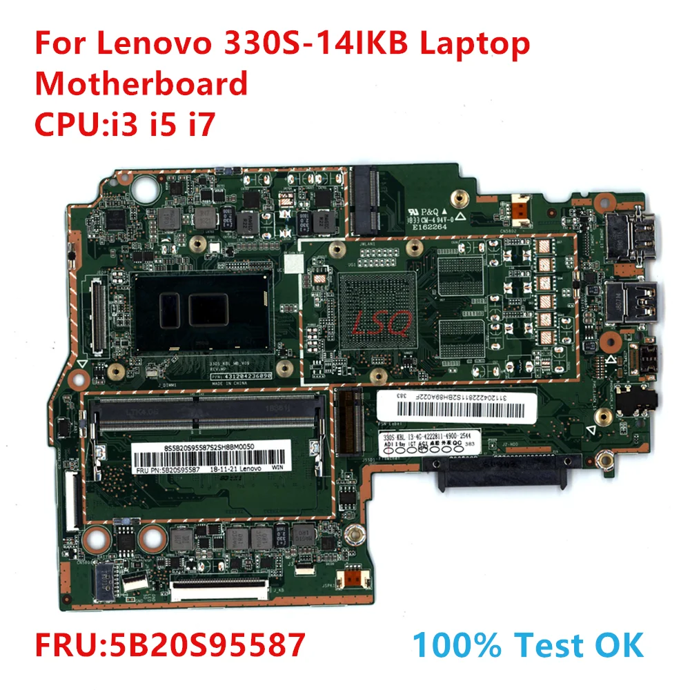 

For Lenovo 330S-14IKB Laptop Motherboard With CPU:i3 i5 i7 FRU:5B20S95587 100% Test OK