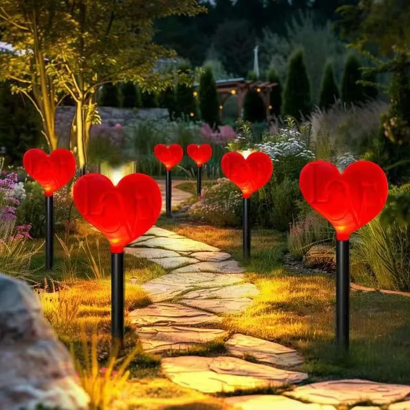 

5pcs/lot Love Solar Outdoor Lights Valentine's Day Decor LED Lights Garden Decorations Pathway Lights Ground Plug Light